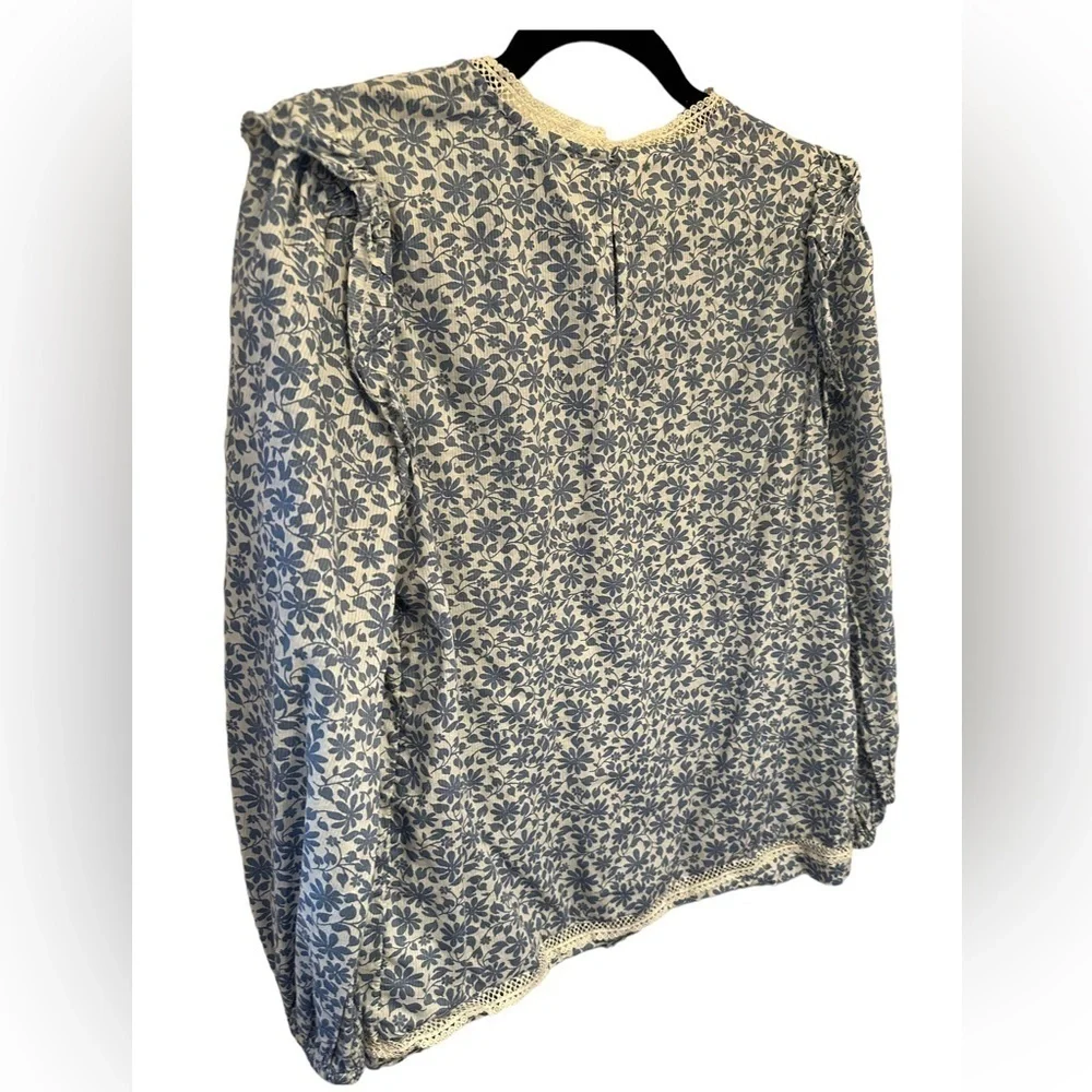 J.Crew Flutter Sleeve Shadow Stripe Floral Blouse